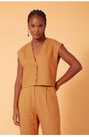 Blusa Linho Quadradinha Botões