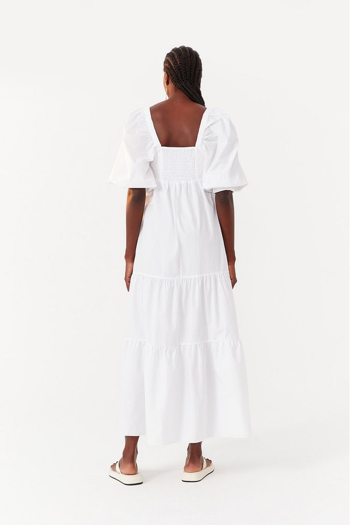 Vestido Longuete Algodao Manga Bufante