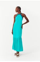 Vestido Longuete Crepe Decote Retilinea