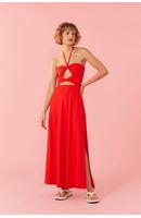 Vestido Midi Recortes Frente