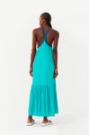 Vestido Longuete Crepe Decote Retilinea
