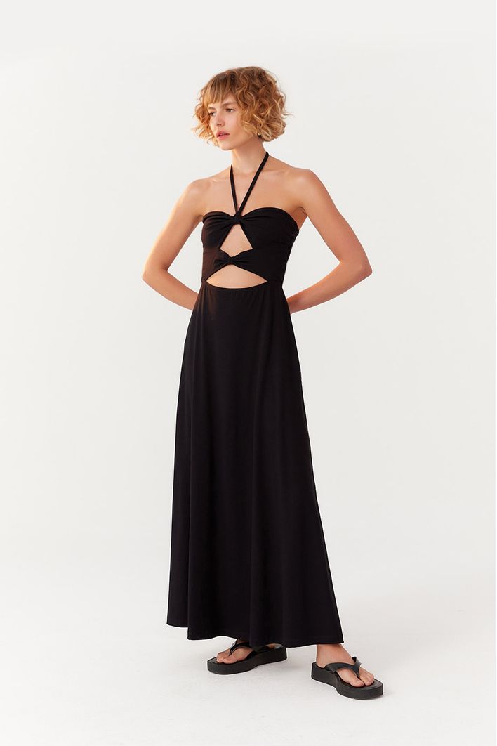 Vestido Midi Recortes Frente