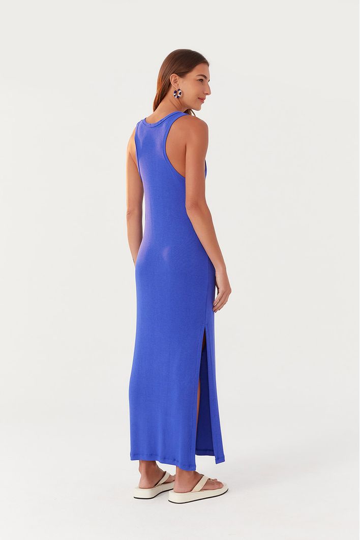 Vestido Malha Canelada Regata