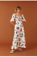 Vestido Midi Estampa Amar