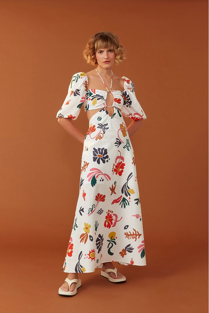 Vestido Midi Estampa Amar
