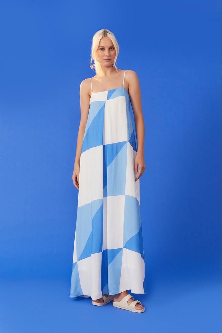 Vestido Longo Estampa Veleiro