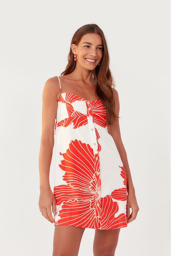 Vestido Linho Estampa Ondina