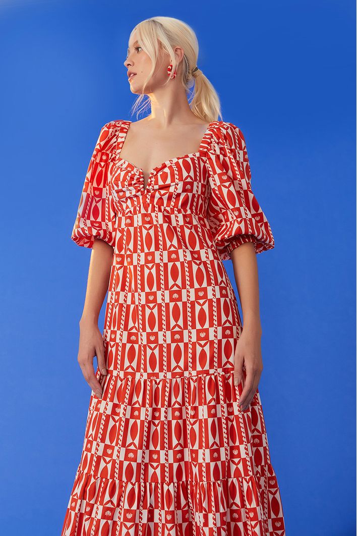 Vestido Cropped Estampa Beira-mar