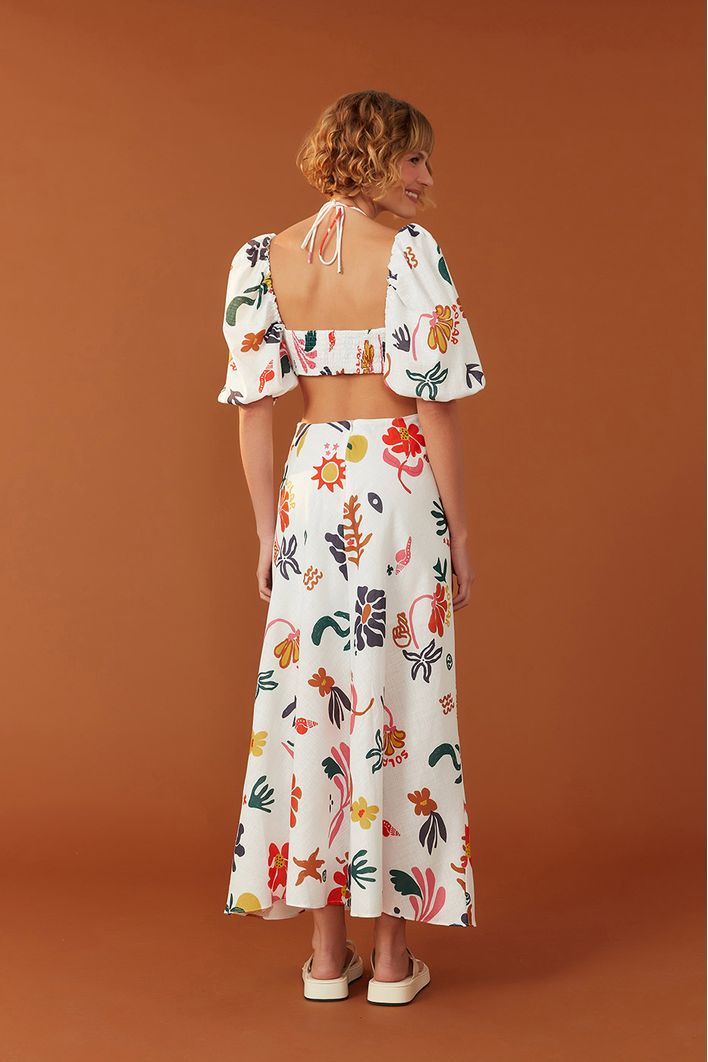Vestido Midi Estampa Amar