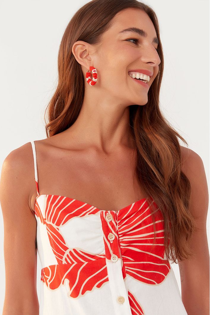 Vestido Linho Estampa Ondina