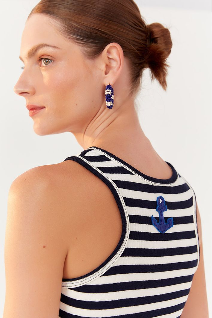 Cropped Estampa Listra Patch Âncora