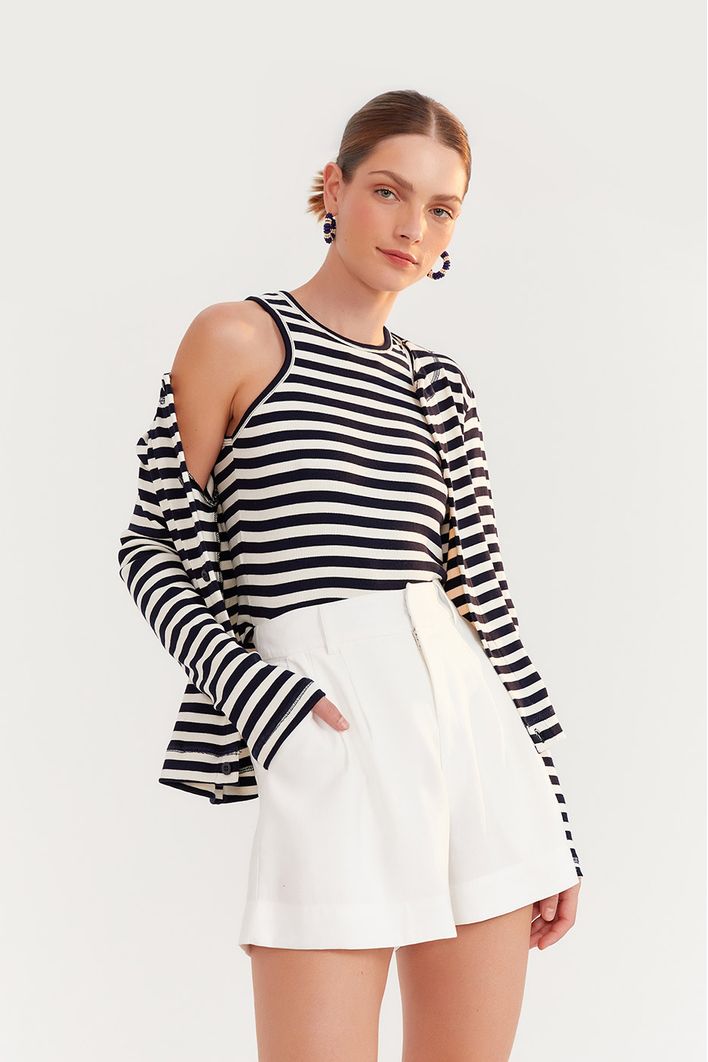 Cropped Estampa Listra Patch Âncora