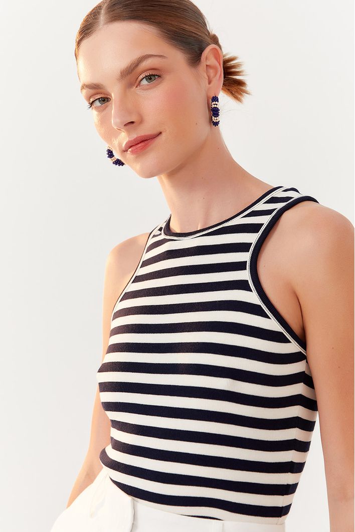 Cropped Estampa Listra Patch Âncora