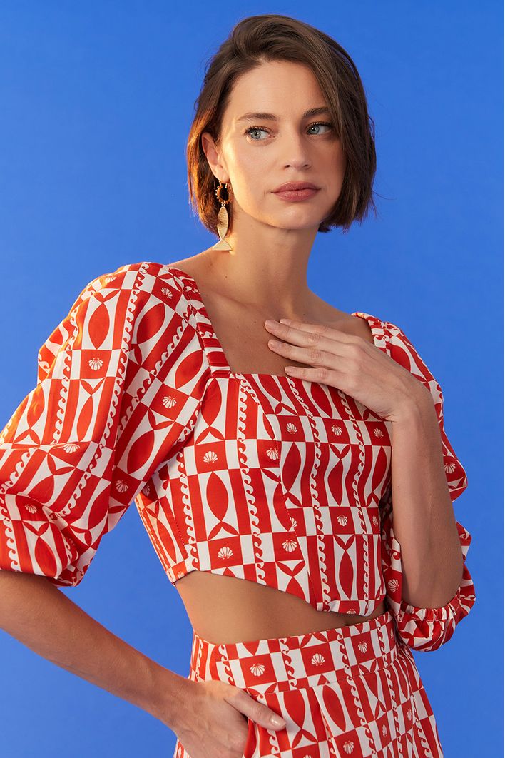 Top Corselet Estampa Beira-mar