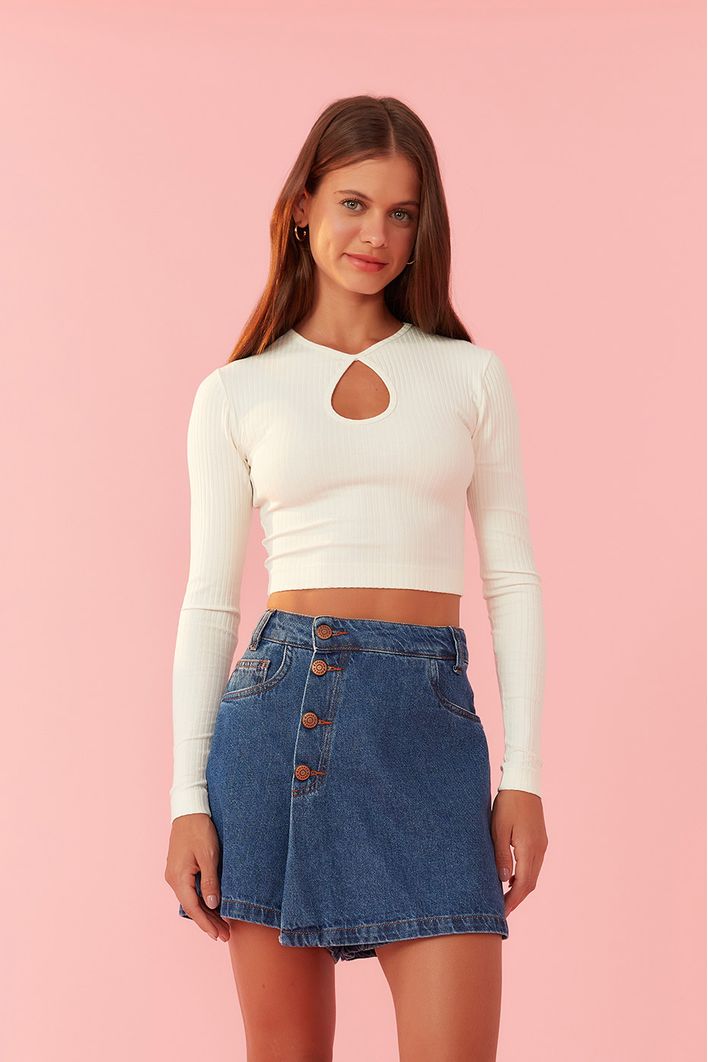 Blusa Canelada Vazado Frente