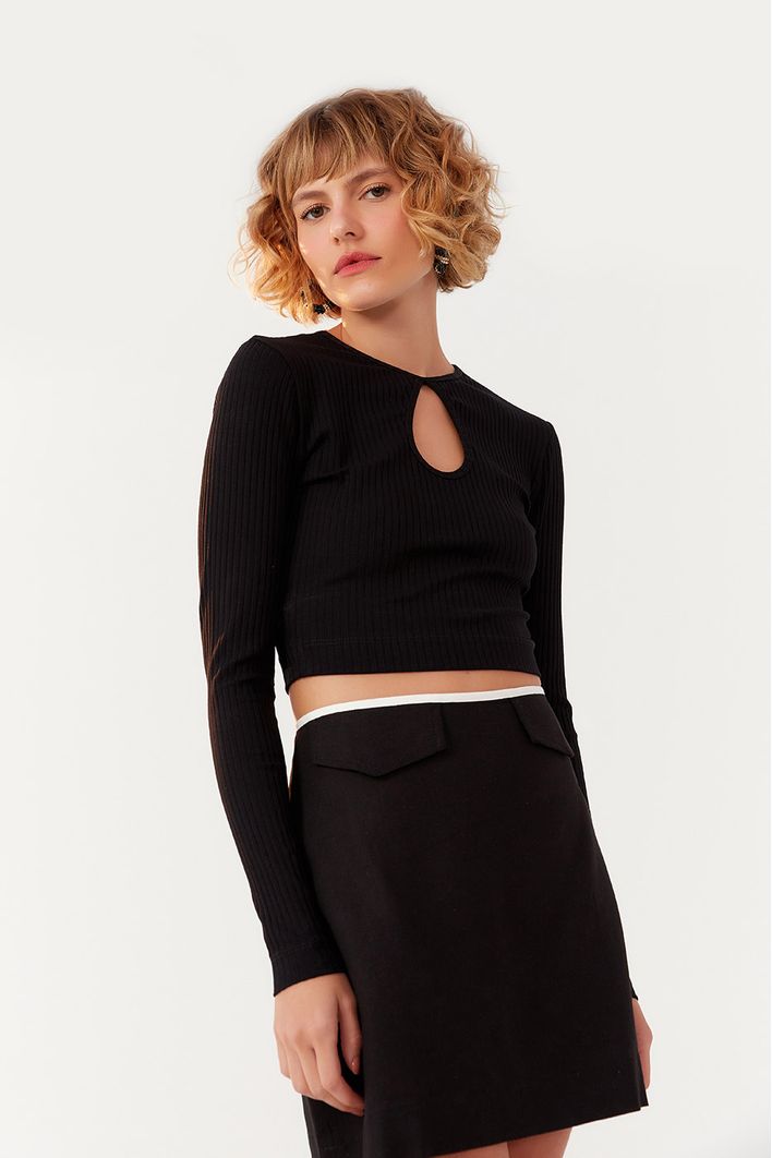 Blusa Canelada Vazado Frente