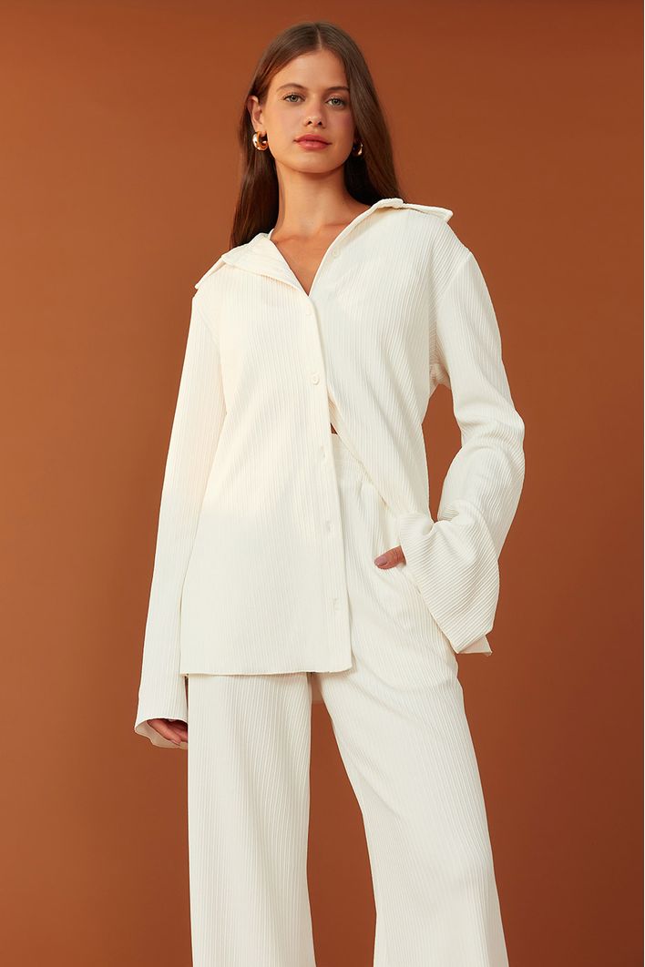 Camisa Ampla Malha Textura
