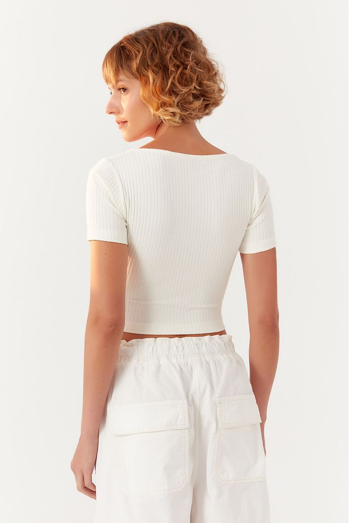 Blusa Canelada Frente Franzida