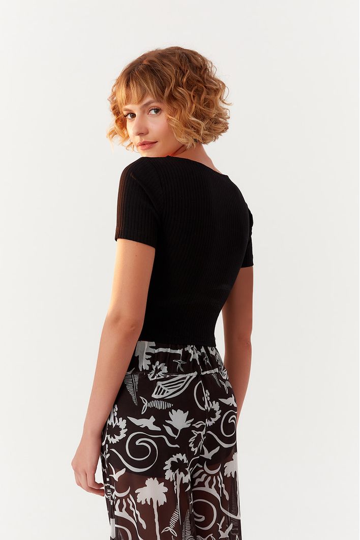 Blusa Canelada Frente Franzida