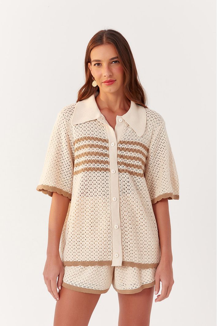Camisa Tricot Detalhe Listra