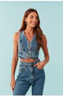 Blusa Jeans Colete