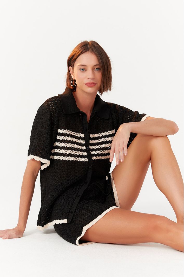Camisa Tricot Detalhe Listra