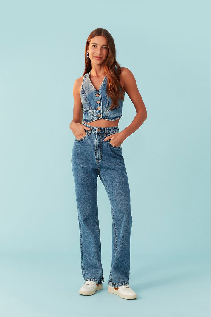 Blusa Jeans Colete