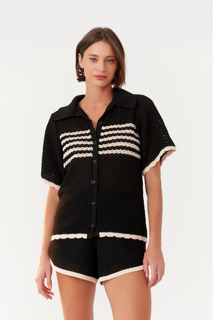 Camisa Tricot Detalhe Listra
