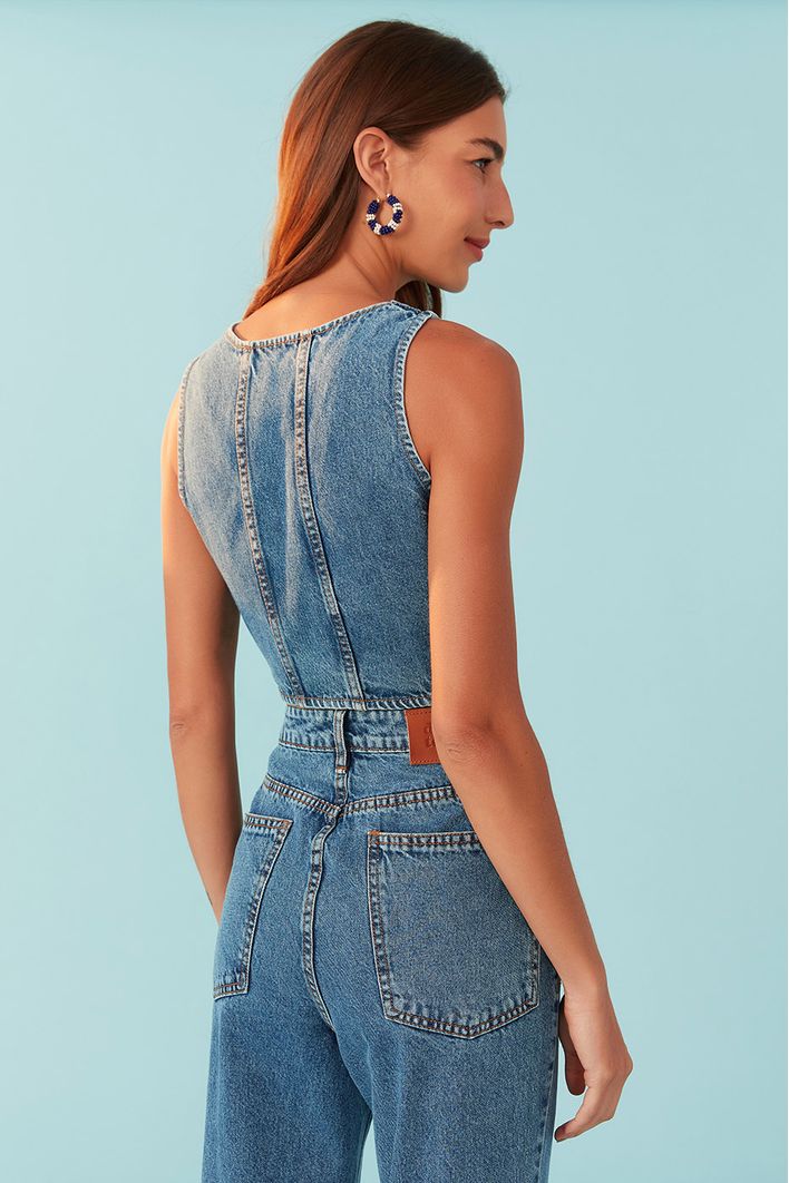 Blusa Jeans Colete