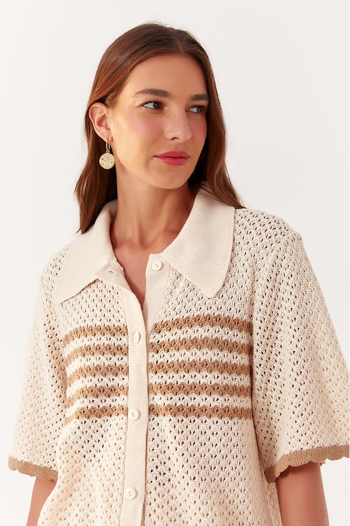 Camisa Tricot Detalhe Listra