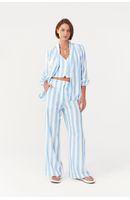 Calça Linho Estampa Marítima Azul