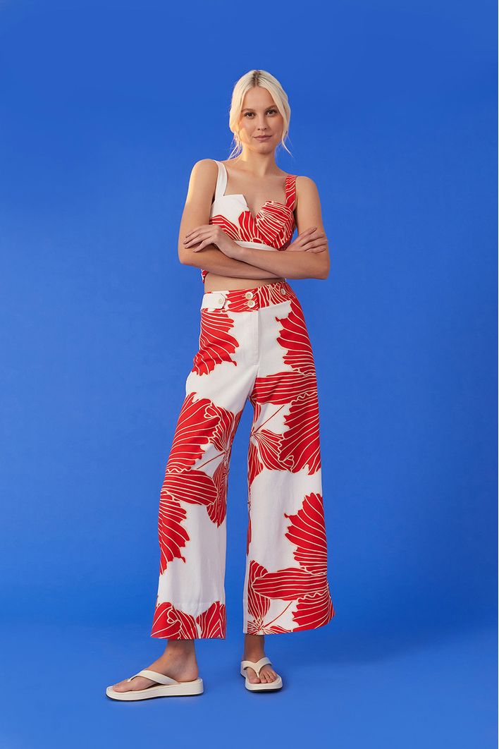 Calça Linho Estampa Ondina