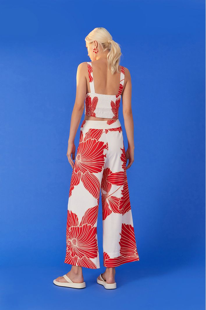 Calça Linho Estampa Ondina