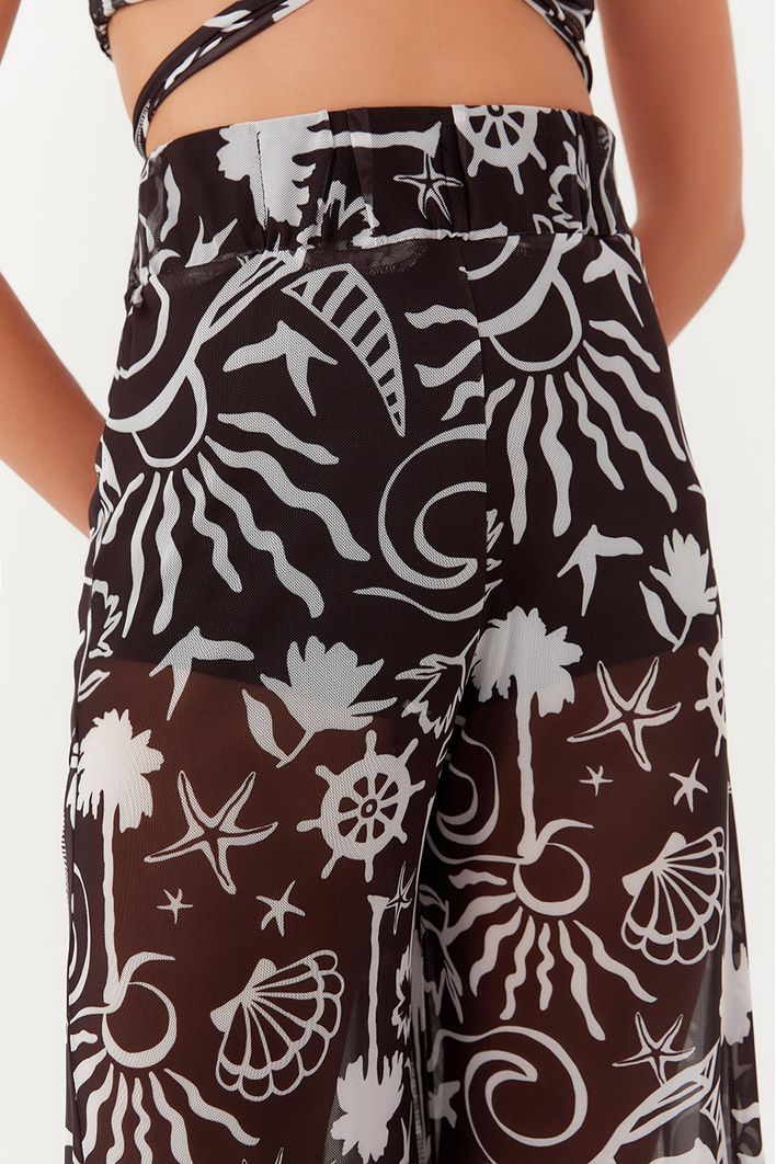 Calça Flare Tule Estampa Jangada
