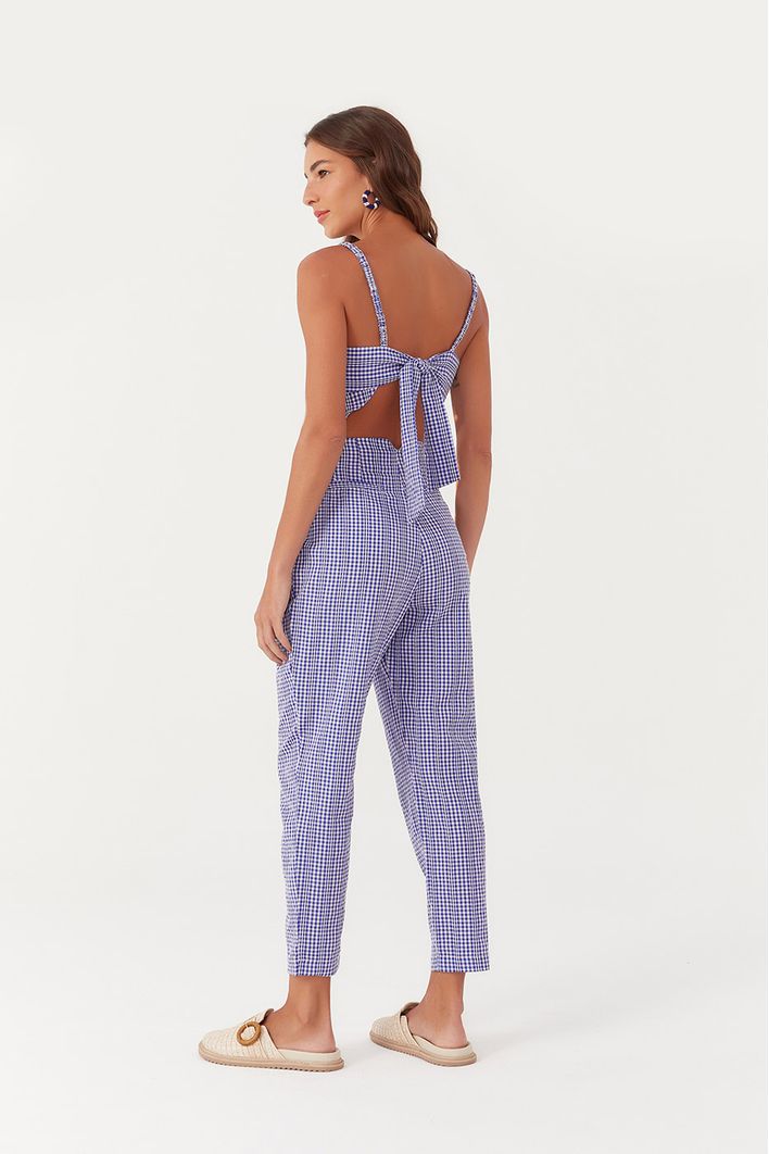 Calça Pregas Xadrez
