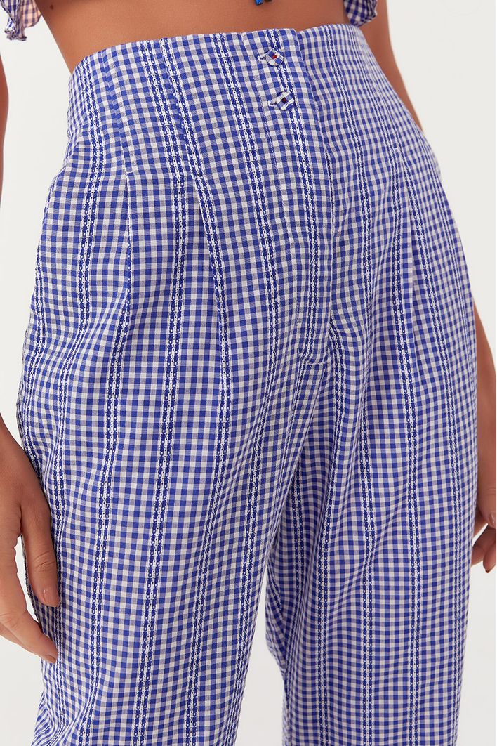 Calça Pregas Xadrez