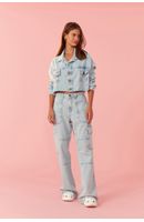 Calça Jeans Bolsos Delavê