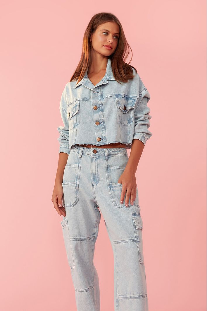 Calça Jeans Bolsos Delavê