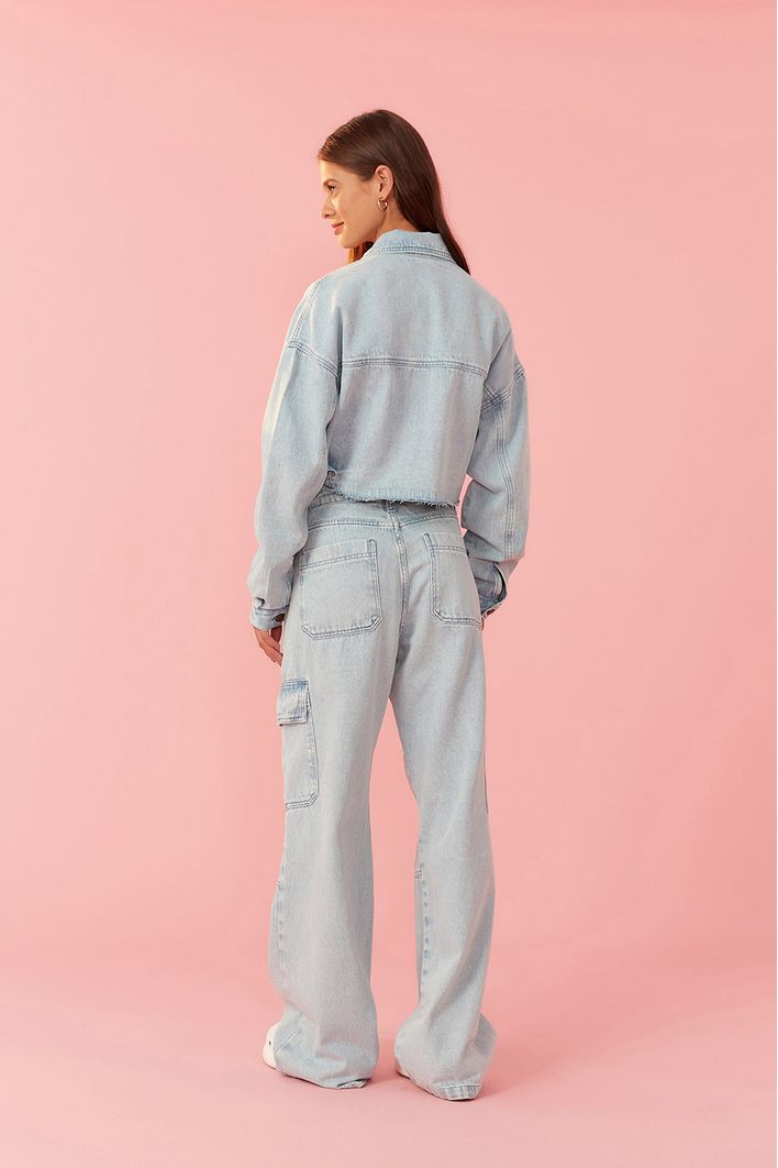 Calça Jeans Bolsos Delavê