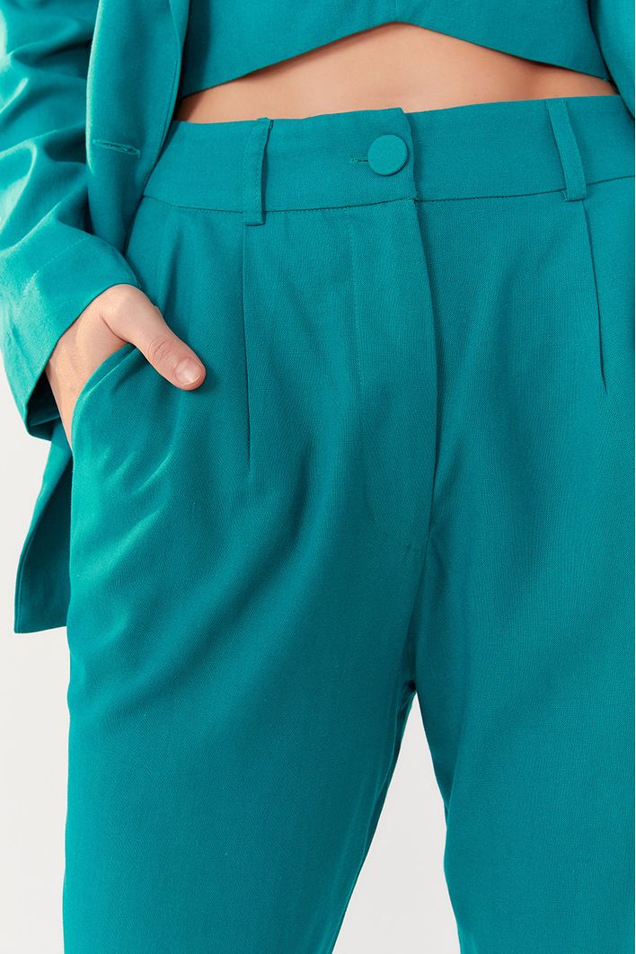Calça Linho Abotoamento Perna