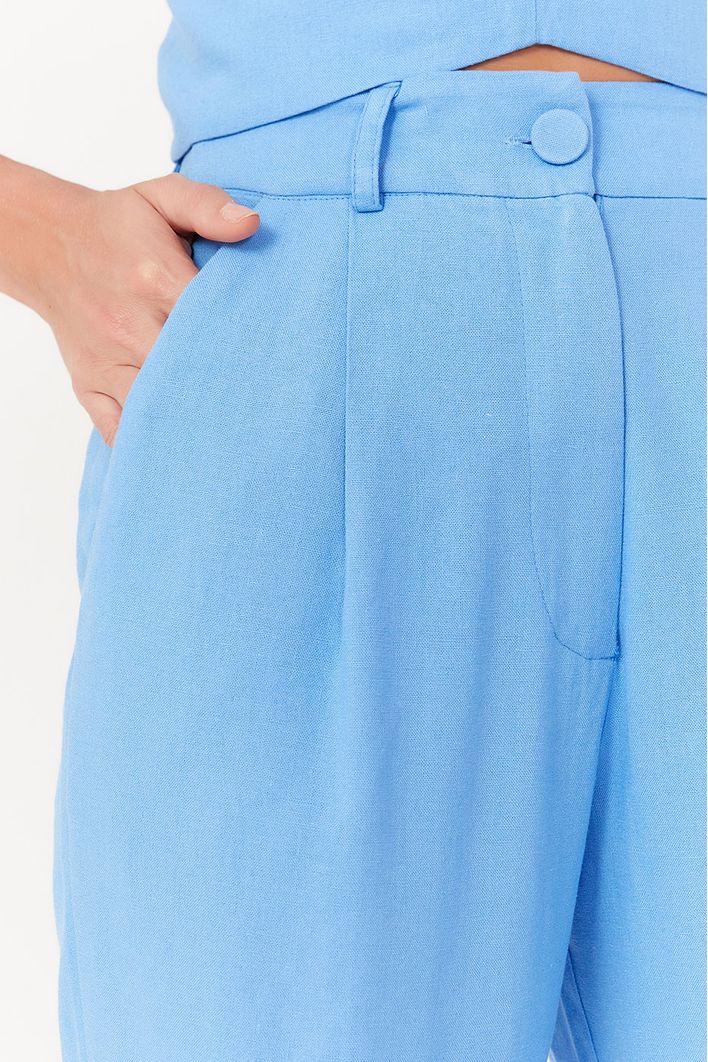 Calça Linho Abotoamento Perna