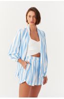 Short Linho Estampa Marítima Azul