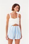 Short Linho Estampa Marítima Azul