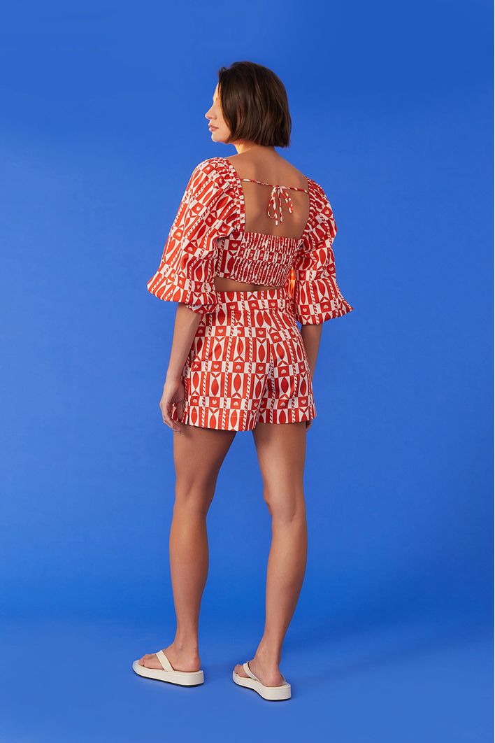 Short Saia Estampa Beira-mar