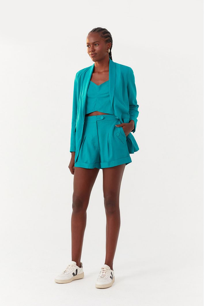 Short Linho Alfaiataria Bolsos