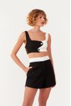 Short Alfaiataria Bordado Linho P&b