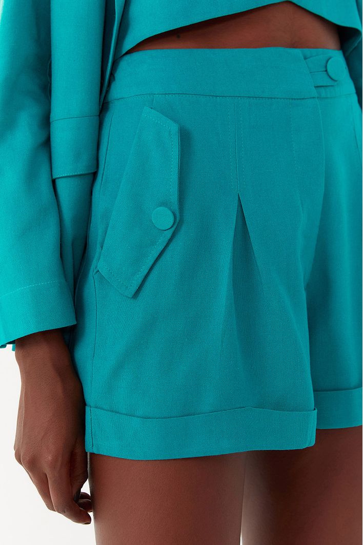 Short Linho Alfaiataria Bolsos