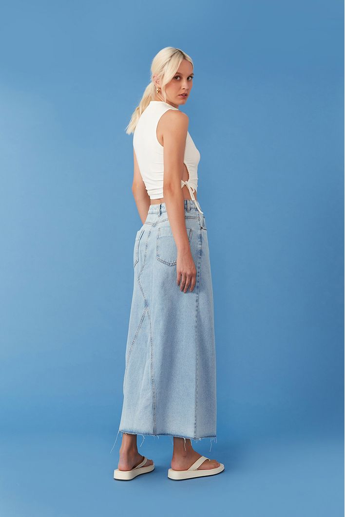 Saia Jeans Longa Cós Deslocado