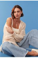 Cardigan Tricot Ponto Vazado
