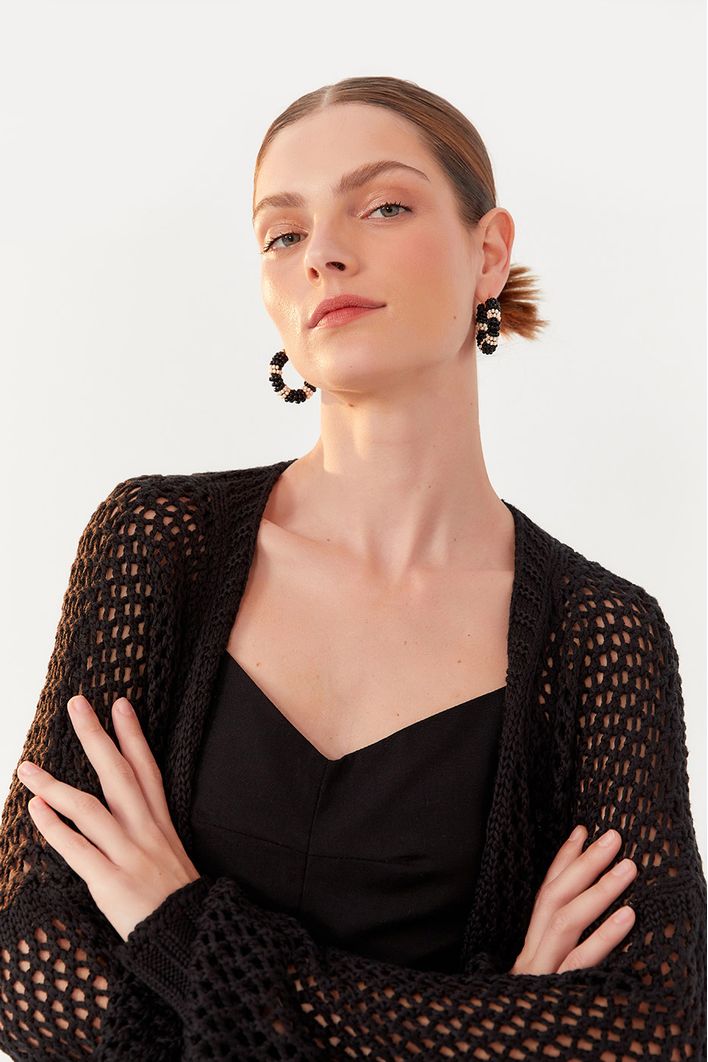 Cardigan Tricot Ponto Vazado